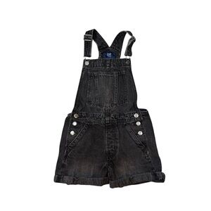 GAP Teen Shorts Overalls Shortall black wash cotton denim roll cuff size large
